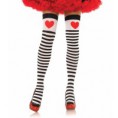 LEG AVENUE MEDIAS A RAYAS CON CORAZON ROJO EN PARTE SUPERIOR. LEG AVENUE STRIPED STOCKINGS WITH RED HEARTS